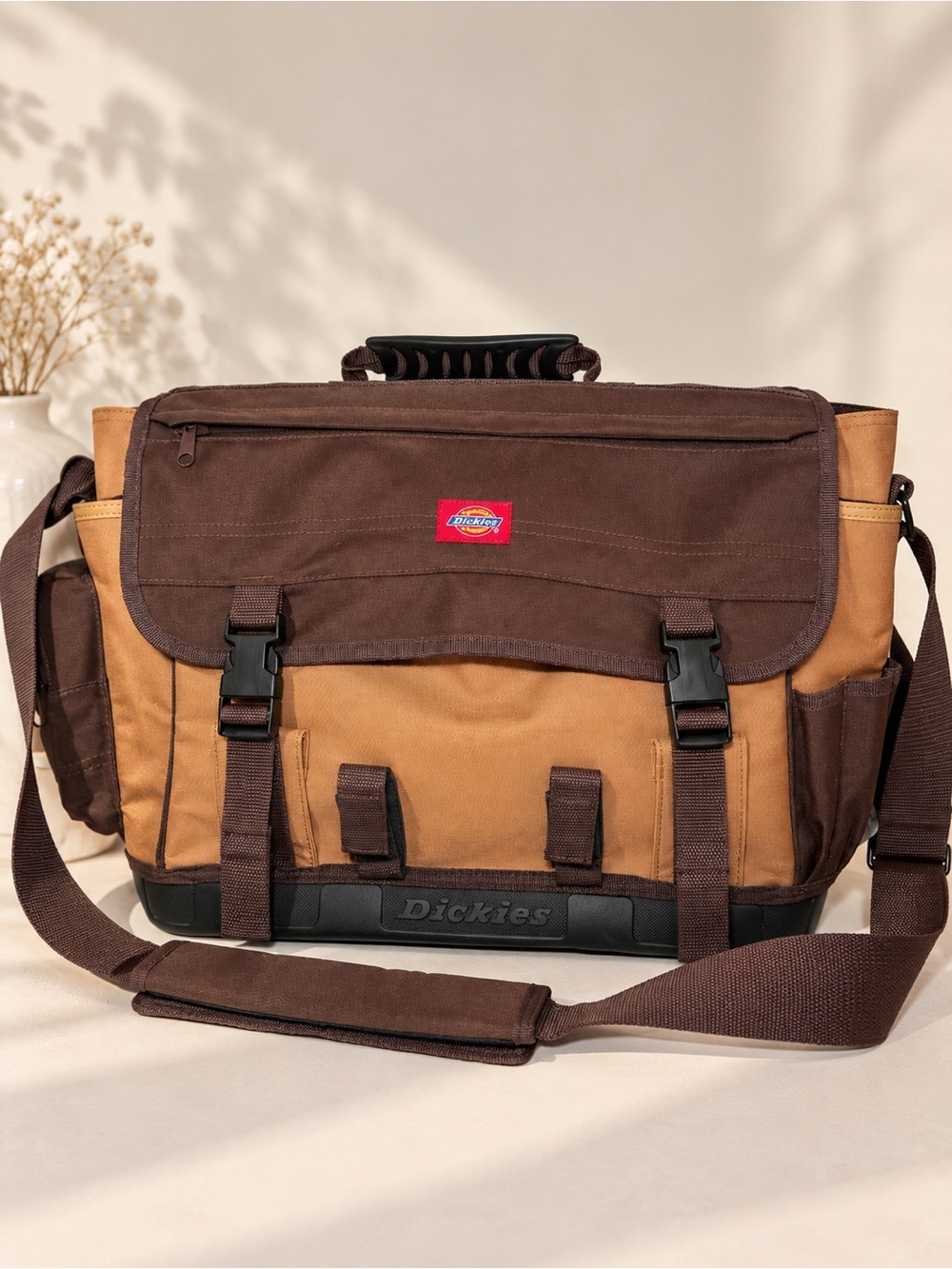 Dickies Brown Tan Canvas Messenger Tool Bag Utility Workwear
